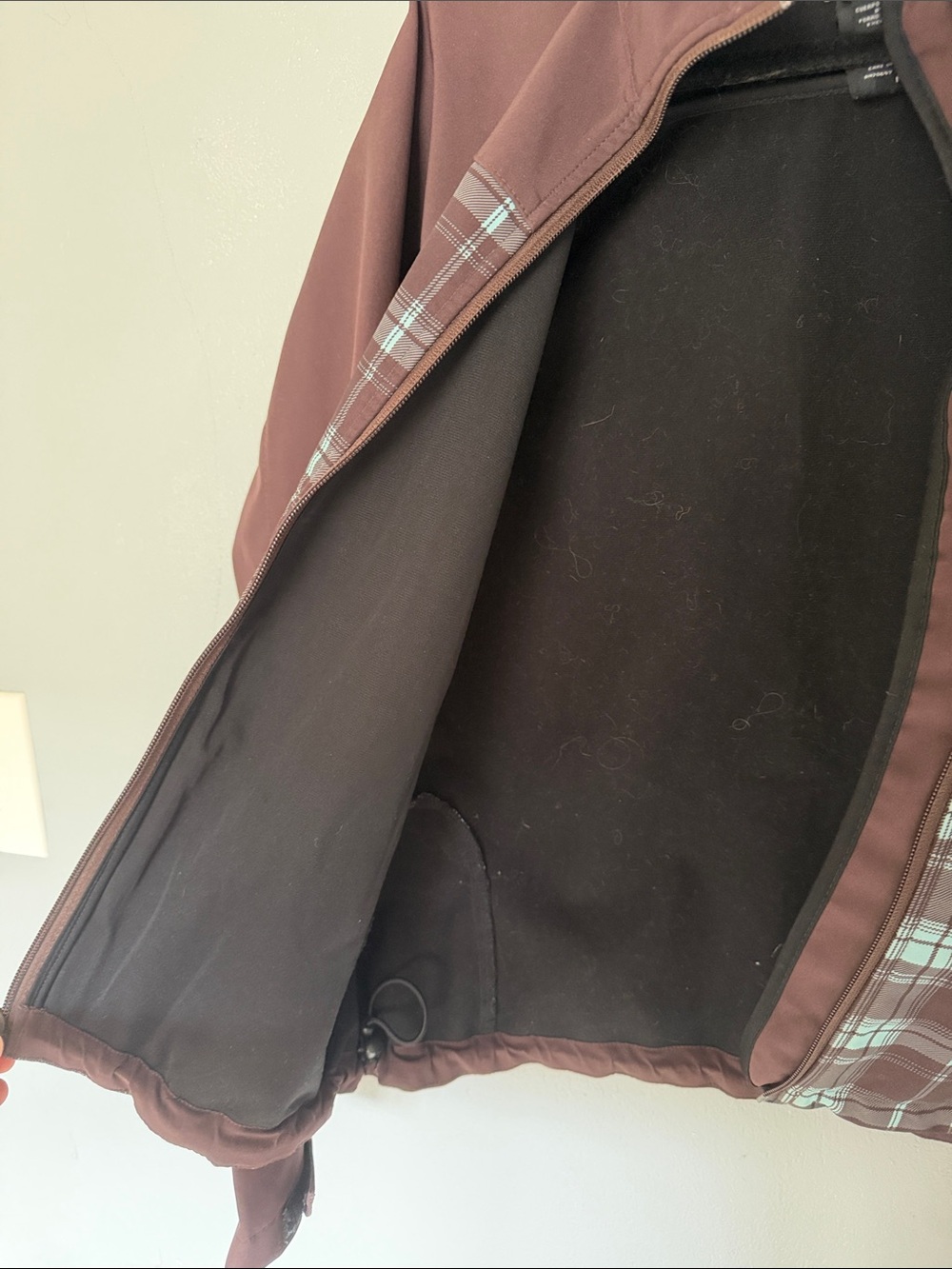 Storm Dickies Women’s Brown Jacket Teal Plaid Front - Picture 4 of 5